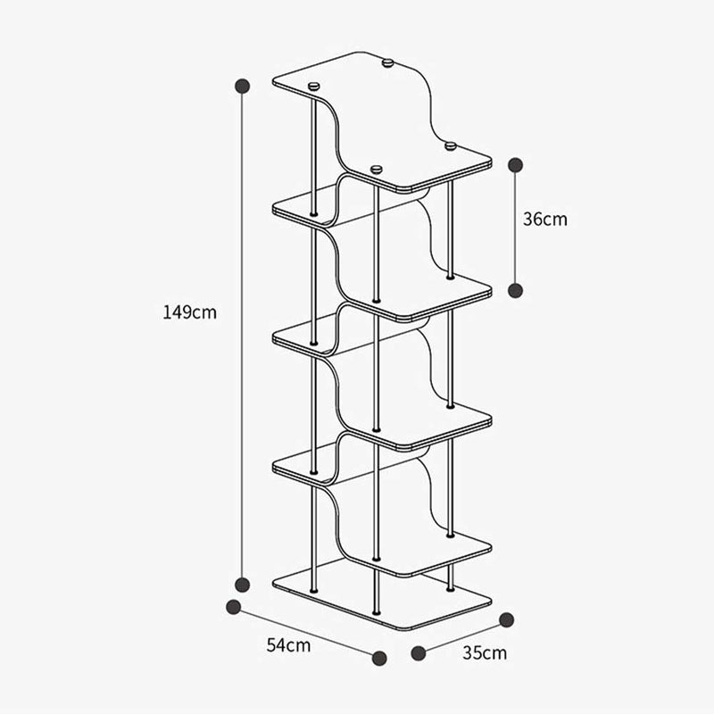 Modern Curved Plywood Corner Bookshelf Freestanding Display Rack