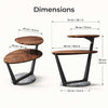 Modern Solid Walnut Leaf Tiered End Table with Marble Base