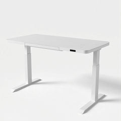 Standing Desk Ergonomic Height Adjustable Sit Home Office (White, Glass)