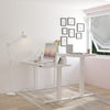 Standing Desk Ergonomic Height Adjustable Sit Home Office (White, Glass)