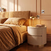 Solid Wood Oval Nightstand with Stone Top