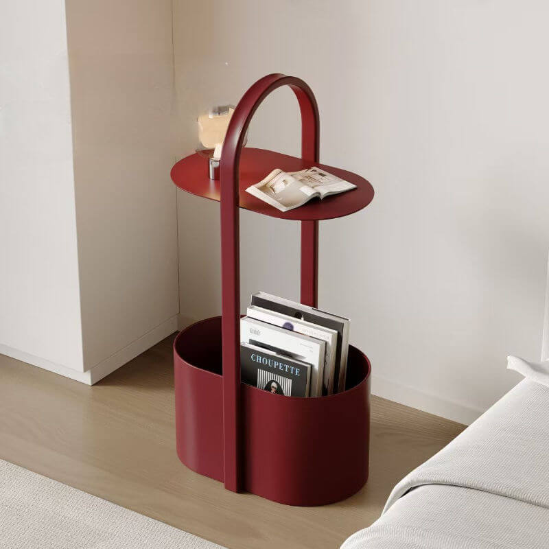 European Handbag Style Metal Side Table
