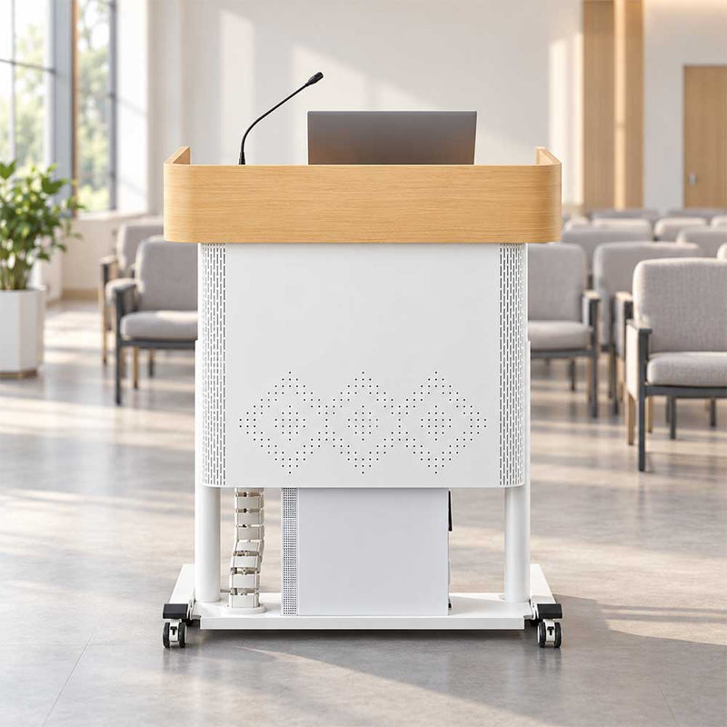 Mobile Pneumatic Standing Podium Height Adjustable Lectern Desk