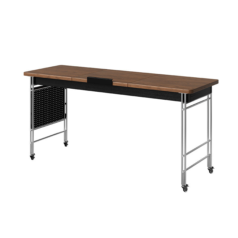 Solid Wood Cross Bed Table with Wheels - Walnut Desktop