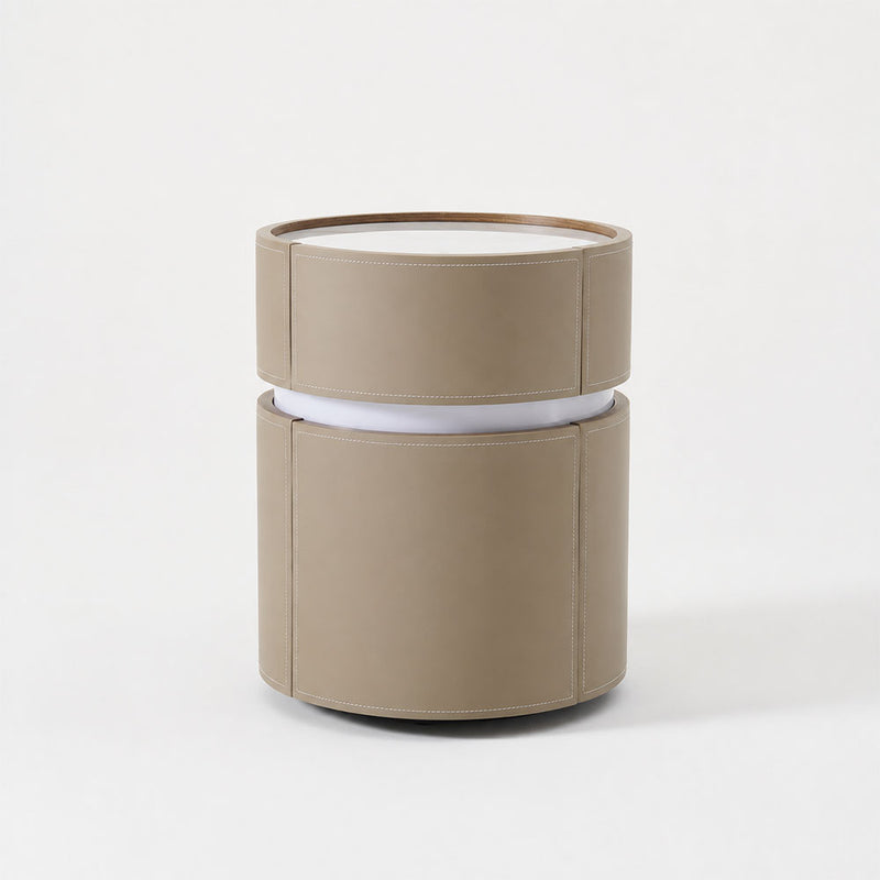 Minimalist Smart Nightstand in Saddle Leather