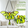 Luna Moth Sun Catcher Stained Glass Window Hanging - IDEA SHOW 7.3 Inch Handmade Real Glass Suncatcher Ornaments, Elegant Green Butterfly Memorial Gifts for Women, Mom, Grandma, Indoor Home Decor