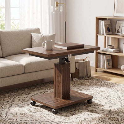 Movable and Height-Adjustable Coffee Table, Folding Dining Table