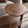 Modern Solid Walnut Leaf Tiered End Table with Marble Base