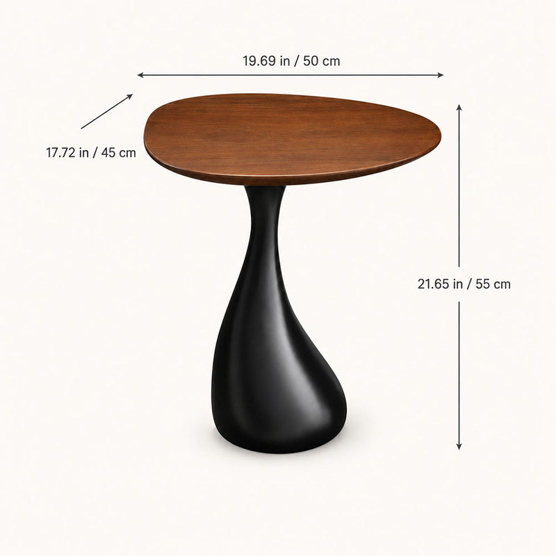 Solid Wood Italian Minimalist Artistic Side Table with Walnut Top