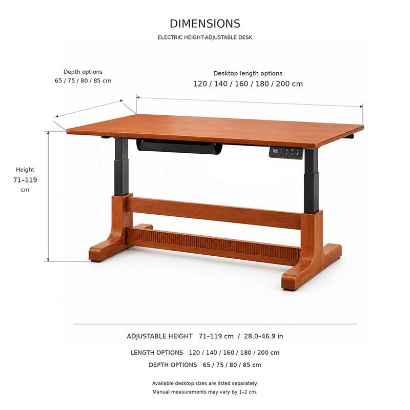 Solid Wood Electric Standing Desk Vintage Mid Century Lift Table
