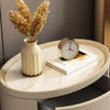Solid Wood Oval Nightstand with Stone Top