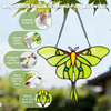 Luna Moth Sun Catcher Stained Glass Window Hanging - IDEA SHOW 7.3 Inch Handmade Real Glass Suncatcher Ornaments, Elegant Green Butterfly Memorial Gifts for Women, Mom, Grandma, Indoor Home Decor