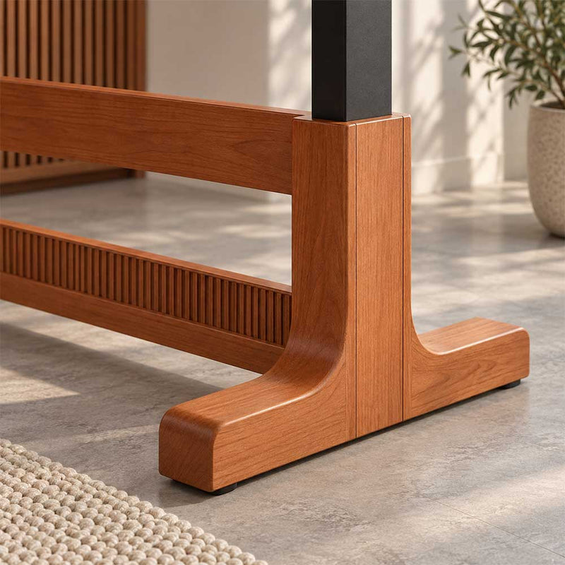Solid Wood Electric Standing Desk Vintage Mid Century Lift Table