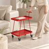 Modern 2-Tier Metal Rolling Bar Cart Side Table with Lockable Wheels