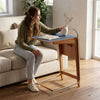 Modern Folding C-Shaped Side Table with Fenix Top & Solid Beech Wood