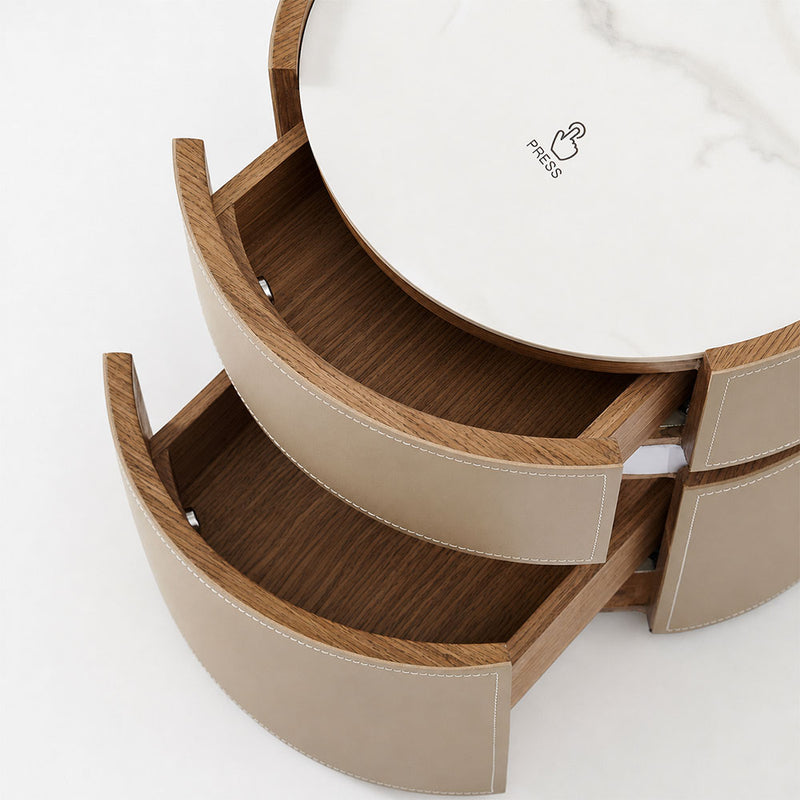 Minimalist Smart Nightstand in Saddle Leather