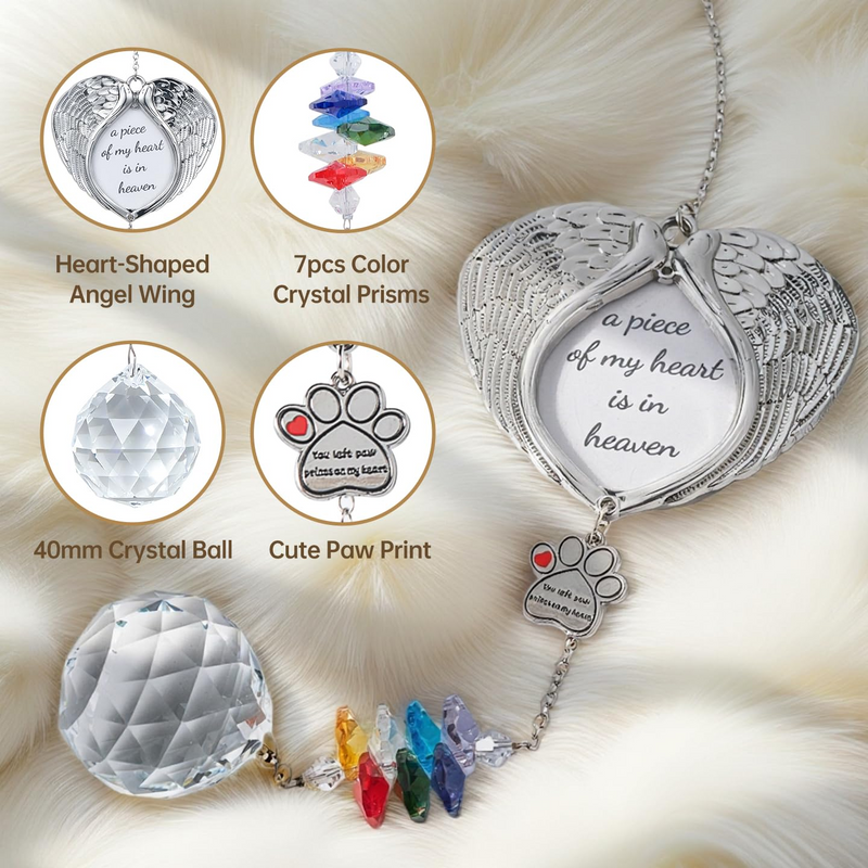 Dog Memorial Suncatcher, Gifts for Loss of Dog, IDEA SHOW Pet Sympathy Suncatcher with Personalized Photos, Heart Shaped Cat Bereavement Ornament, Thoughtful Cat Death Remembrance Gift for Pet Lovers