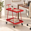 Modern 2-Tier Metal Rolling Bar Cart Side Table with Lockable Wheels