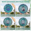 Wind Spinners Outdoor, IDEA SHOW 12In Stainless Steel Wind Spinners Outside, 3D Kinetic Hanging Sculpture, Rustproof Metal Garden Decor Ornaments for Yard Art, Women, Men, Holidays (Blue Peacock)