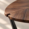 Modern Solid Walnut Leaf Tiered End Table with Marble Base