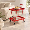 Modern 2-Tier Metal Rolling Bar Cart Side Table with Lockable Wheels
