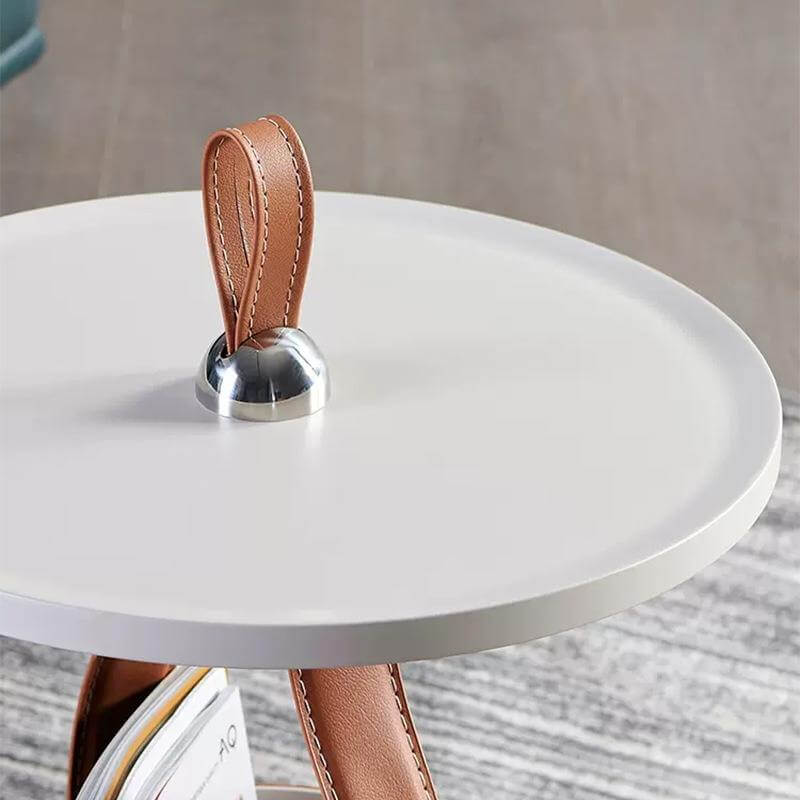 Italian Minimalist Round Coffee Table with Storage