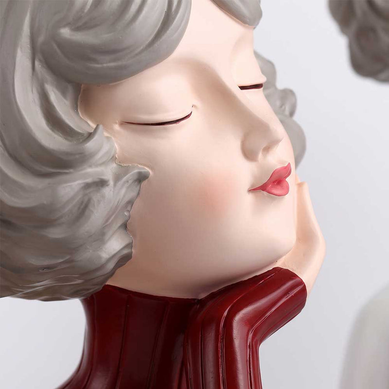 Modern Nordic Bowknot Girl Resin Statue with Serving Tray Decor