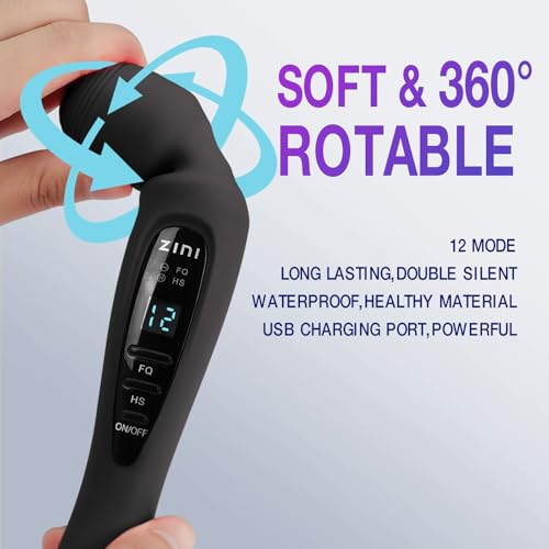 Vibrator Wand Massager for Women -Adult Sex Toys Features LCD Display & 12 Vibration Modes, Rechargeable, Waterproof & Ultra Quiet - Ideal Personal Massager Gift for Her and Couples Play (Black)