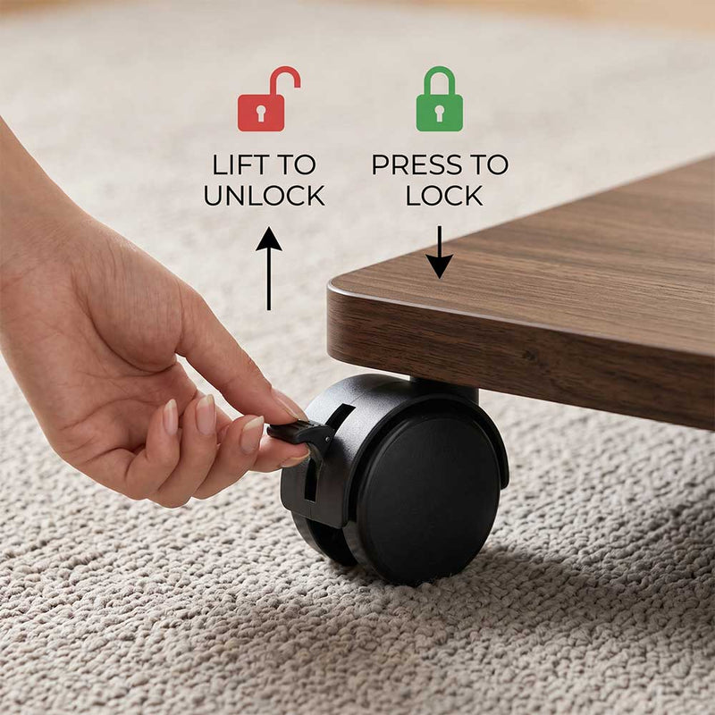 Movable and Height-Adjustable Coffee Table, Folding Dining Table