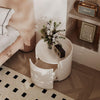 Cream White Curved Single Door Nightstand with Drawer