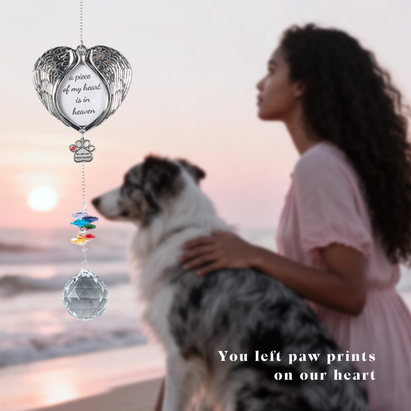 Dog Memorial Suncatcher, Gifts for Loss of Dog, IDEA SHOW Pet Sympathy Suncatcher with Personalized Photos, Heart Shaped Cat Bereavement Ornament, Thoughtful Cat Death Remembrance Gift for Pet Lovers
