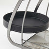 Modern 4-Tier Rolling Bar Cart with Saddle Leather Trays