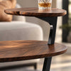 Modern Solid Walnut Leaf Tiered End Table with Marble Base