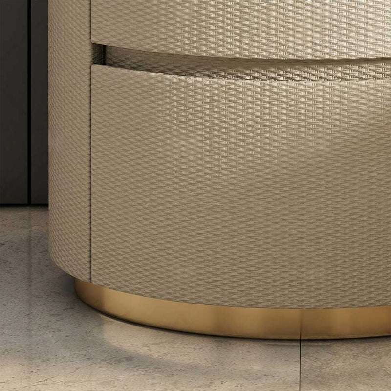 Solid Wood Oval Nightstand with Stone Top