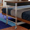 Solid Wood Cross Bed Table with Wheels - Walnut Desktop