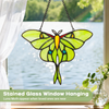 Luna Moth Sun Catcher Stained Glass Window Hanging - IDEA SHOW 7.3 Inch Handmade Real Glass Suncatcher Ornaments, Elegant Green Butterfly Memorial Gifts for Women, Mom, Grandma, Indoor Home Decor