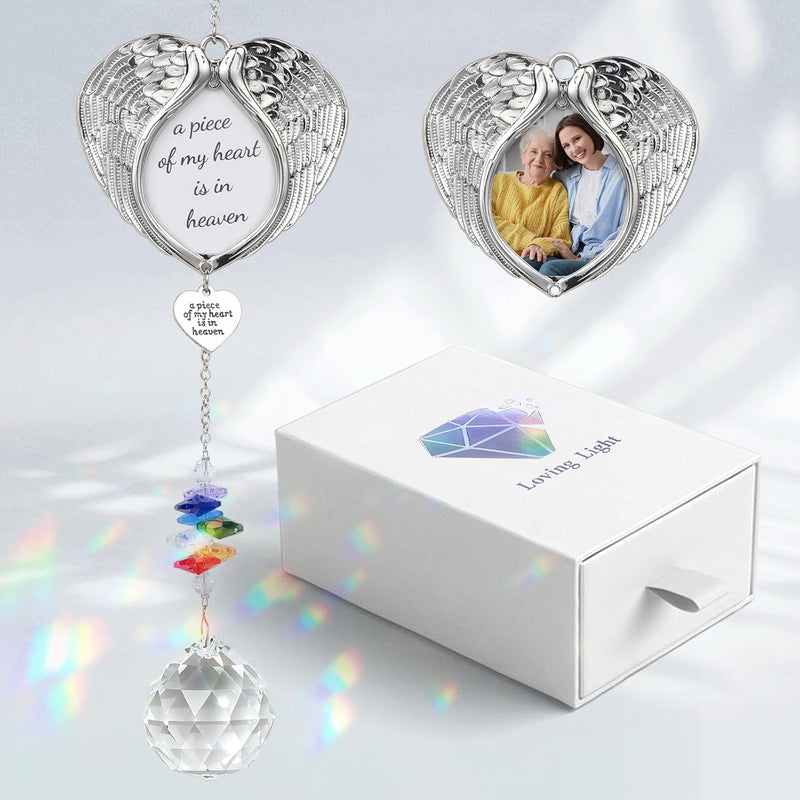 Memorial Crystal Suncatcher for Valentine's Day Gift, IDEA SHOW Personalized Design Bereavement Gift Idea, Sympathy Gift for Loss of Loved One, Crystal Rainbow Prisms Maker Window Hanging Ornament