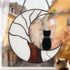 Ayadon Dog Memorial Suncatcher, Handmade Stained Glass Window Haninging Suncatcher, Pet Memorial Gift for Cat Loss, Sympathy Gift with Moon & Tree of Life for Pet Lovers