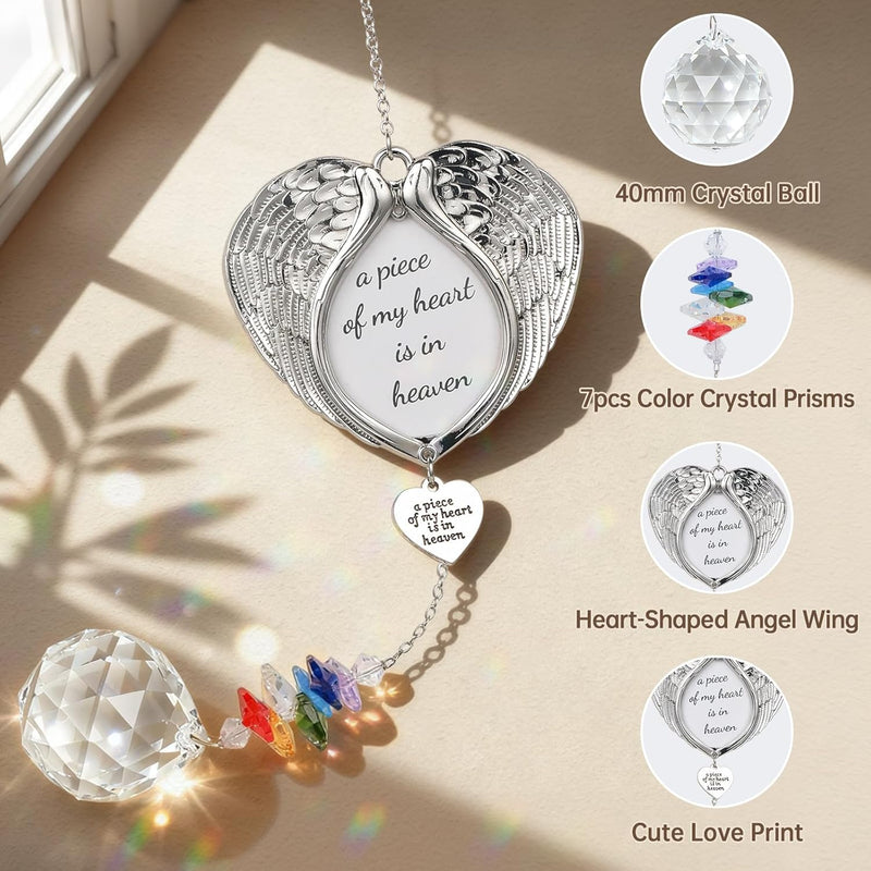 Memorial Crystal Suncatcher for Valentine's Day Gift, IDEA SHOW Personalized Design Bereavement Gift Idea, Sympathy Gift for Loss of Loved One, Crystal Rainbow Prisms Maker Window Hanging Ornament