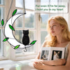 Stained Glass Window Hanging Suncatcher, IDEA SHOW Moon with Leaf Suncatcher, Real Glass Window Hanging Ornament, Handcrafted Home Decor Memorial Gift for Lover Cat Loss (Black Cat)
