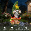 Solar Gnome on Mushroom Stool Statue Decor, Gnome Figurines with Ambiance LED Light for Garden Decorations for Patio Lawn Balcony Fairy Gardens, Housewarming Gifts for Women Mom Grandma