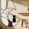 Ayadon Cat Memorial Suncatcher, Handmade Stained Glass Window Haninging Suncatcher, Pet Memorial Gift for Cat Loss, Sympathy Gift with Moon & Tree of Life for Pet Lovers