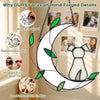 Stained Glass Window Hanging Suncatcher, IDEA SHOW Moon with Leaf Suncatcher, Real Glass Window Hanging Ornament, Handcrafted Home Decor Memorial Gift for Lover Dog Loss (White Dog)