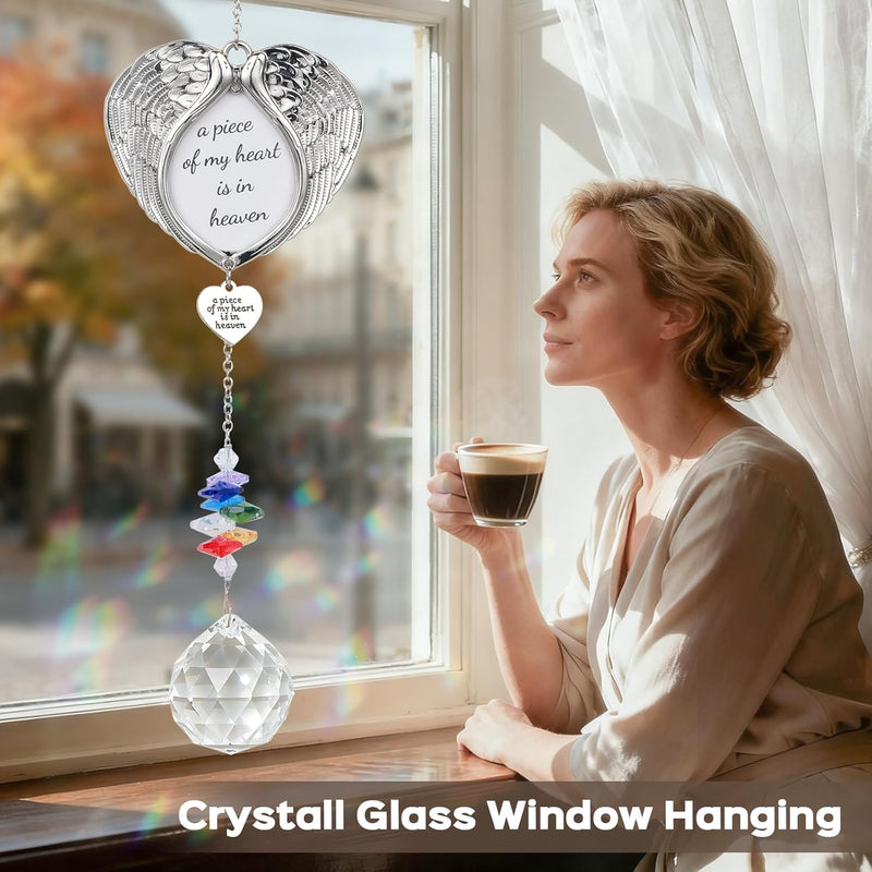 Memorial Crystal Suncatcher for Valentine's Day Gift, IDEA SHOW Personalized Design Bereavement Gift Idea, Sympathy Gift for Loss of Loved One, Crystal Rainbow Prisms Maker Window Hanging Ornament