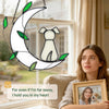 Stained Glass Window Hanging Suncatcher, IDEA SHOW Moon with Leaf Suncatcher, Real Glass Window Hanging Ornament, Handcrafted Home Decor Memorial Gift for Lover Dog Loss (White Dog)
