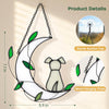 Stained Glass Window Hanging Suncatcher, IDEA SHOW Moon with Leaf Suncatcher, Real Glass Window Hanging Ornament, Handcrafted Home Decor Memorial Gift for Lover Dog Loss (White Dog)