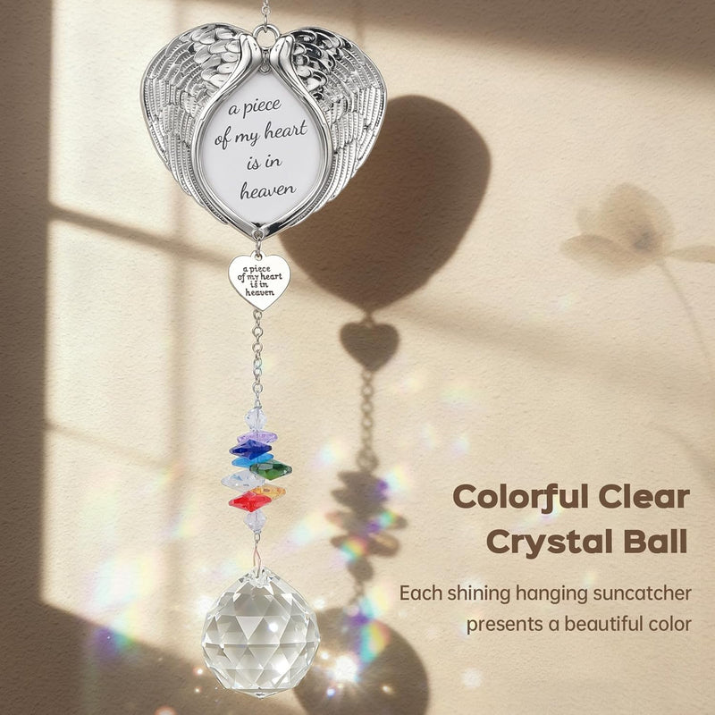 Memorial Crystal Suncatcher for Valentine's Day Gift, IDEA SHOW Personalized Design Bereavement Gift Idea, Sympathy Gift for Loss of Loved One, Crystal Rainbow Prisms Maker Window Hanging Ornament