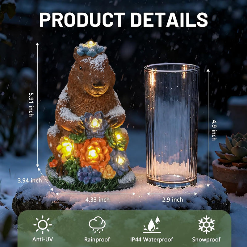 Ayadon Solar Capybara Statue Outdoor Decor,Capybara Figurines with Flower LED Light,Zen Friend for Patio Pond,Yoga Garden Spaces,Housewarming for Women