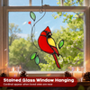 Cardinal Stained Glass Window Hanging, IDEA SHOW Red Cardinal on Branch Ornament Suncatcher, Real Glass Window Hanging Ornament, Handmade Bird Home Decor Memorial Gift for Women, Mom, Bird Lover