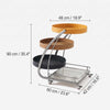 Modern 4-Tier Rolling Bar Cart with Saddle Leather Trays